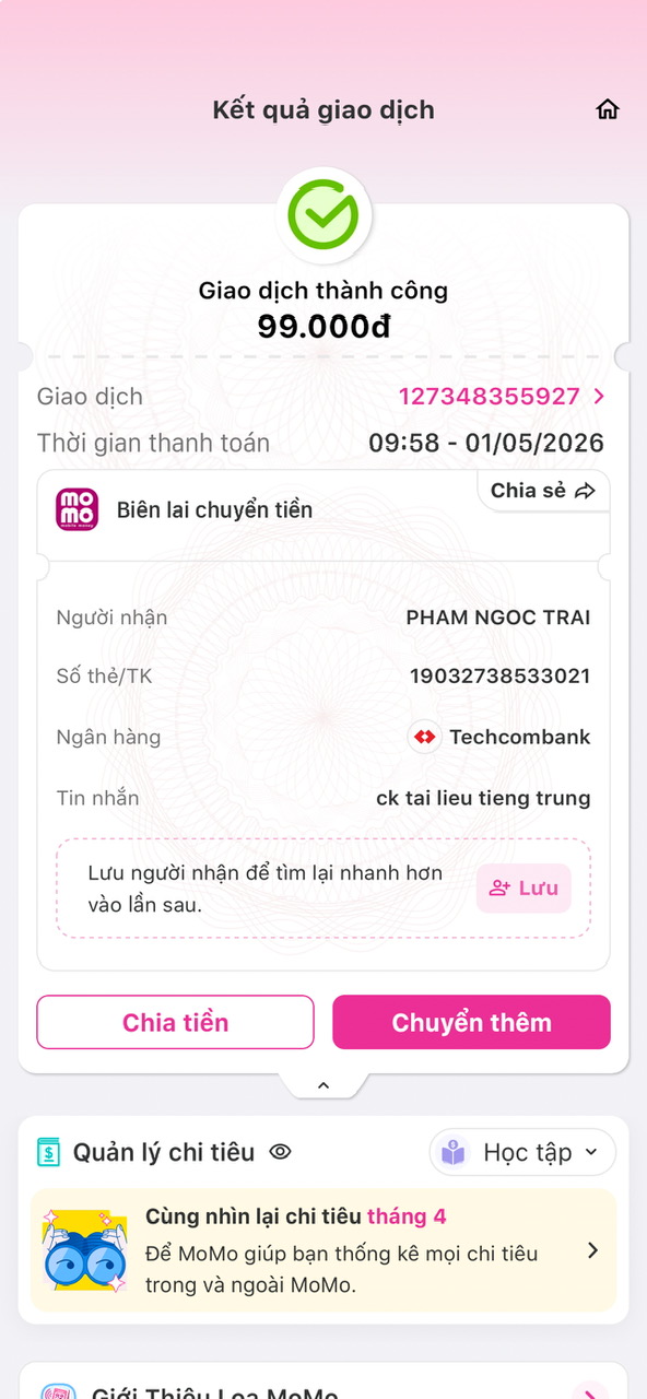 Giao dịch thành công
